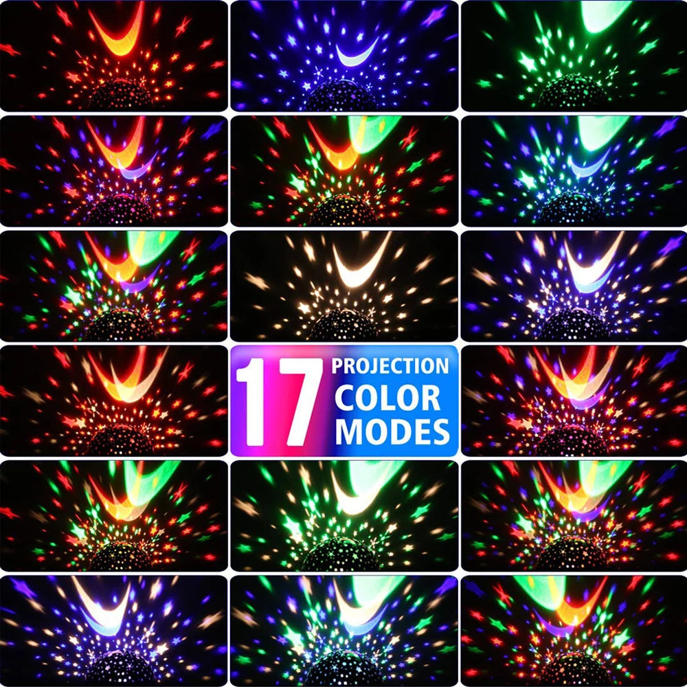 Projecteur Étoiles Enfants - Veilleuse Rotative Lune