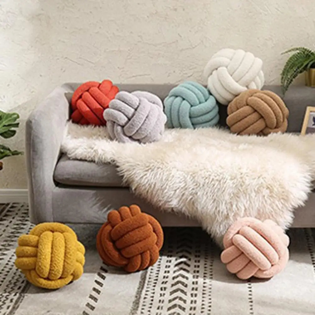 Oreiller Boule Noué Écologique - Coussin Déco Tissé Main