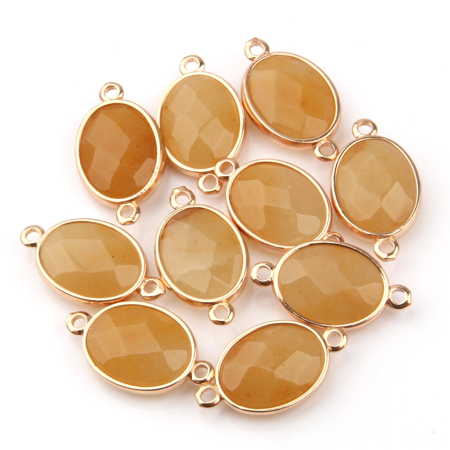 Breloque Ovale Pierre Naturelle 25x14mm - Connecteur DIY Bijoux