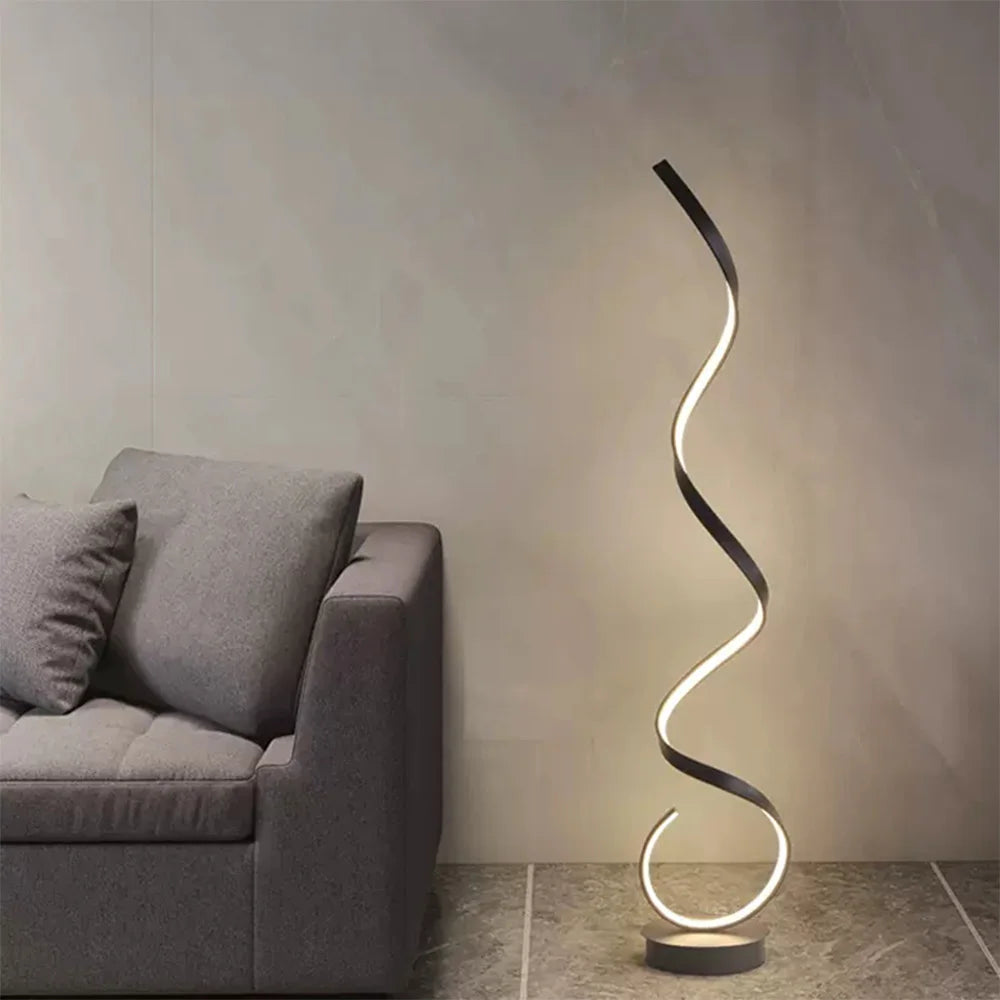 Lampadaire LED Spirale Aluminium - Éclairage Moderne Salon