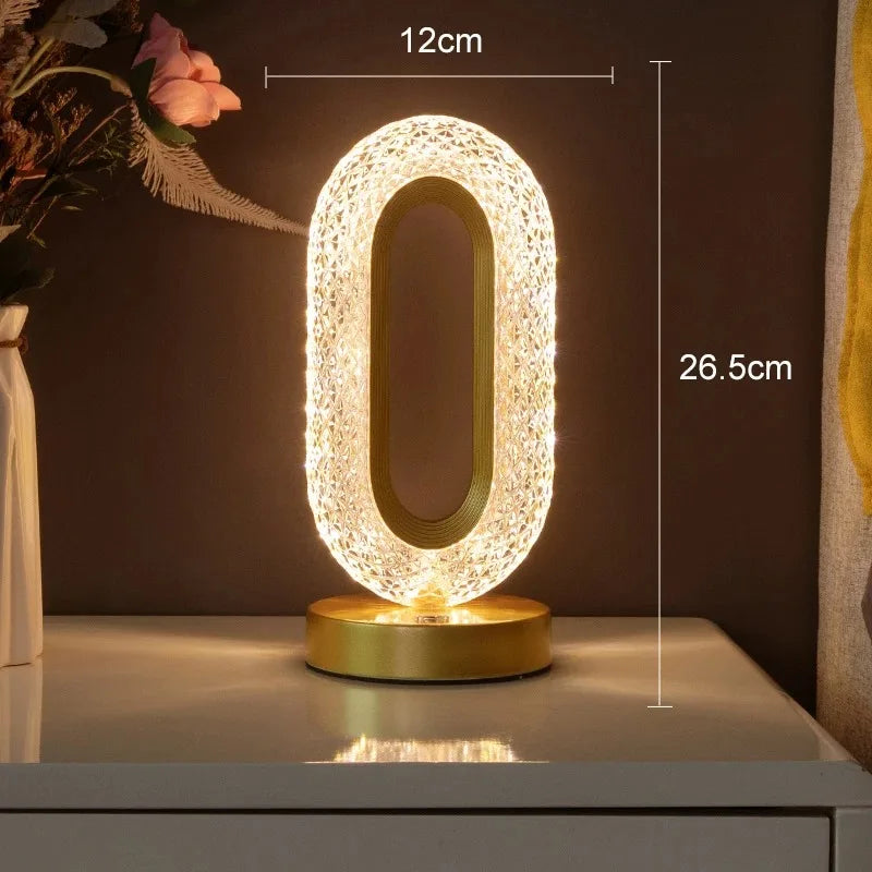 Lampe Chevet Tactile 3D LED Rechargeable USB Cristal