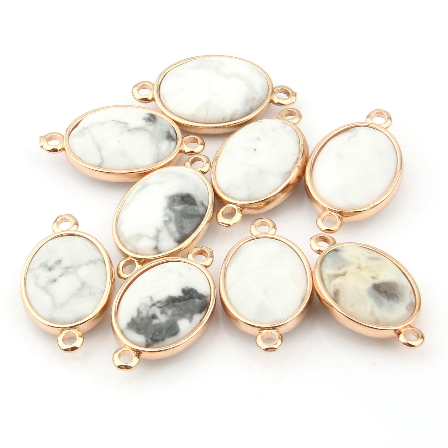 Breloque Ovale Pierre Naturelle 25x14mm - Connecteur DIY Bijoux