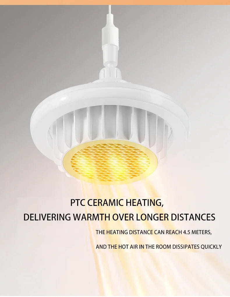 Lampe Chauffante Ventilateur 3-en-1 - Télécommande Incluse