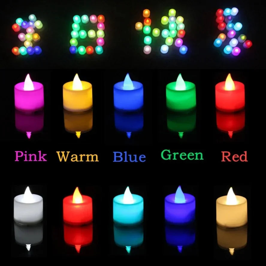 Bougies LED Colorées à Pile - Photophore Sans Flamme Set 24/50