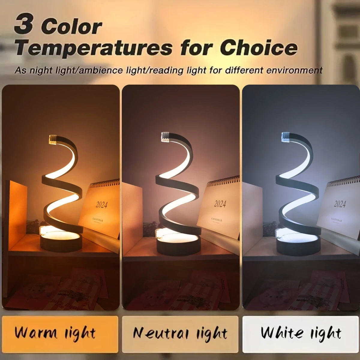 Lampe Table Spirale Design Moderne - Éclairage Déco Salon