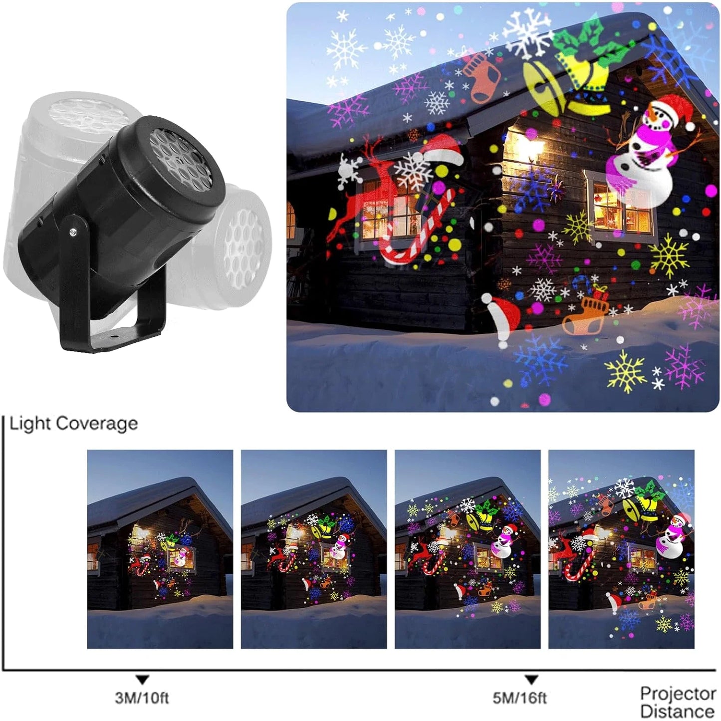 Projecteur LED Noël 16 Motifs - Lampe Projection Fête