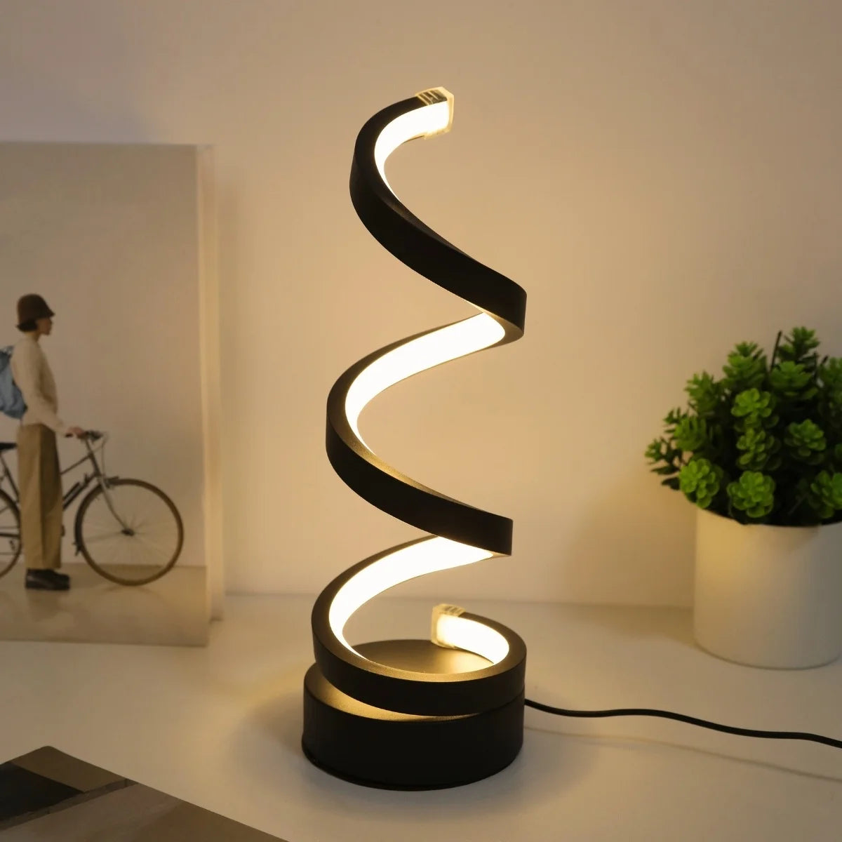 Lampe Table Spirale Design Moderne - Éclairage Déco Salon