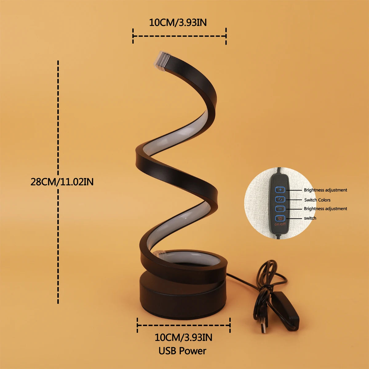 Lampe Table Spirale Design Moderne - Éclairage Déco Salon