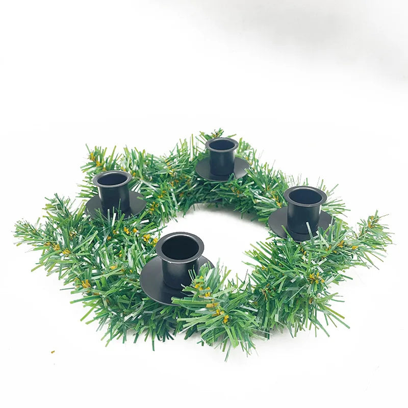 Couronne Bougeoir Noël 2 Styles - Fer Forgé & Plantes Artificielles