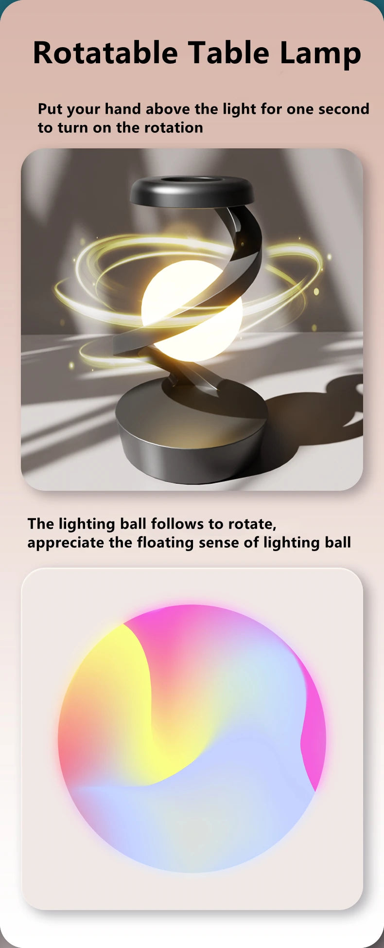 Lampe Flottante LED + Chargeur Sans Fil 15W - RGB Rotative