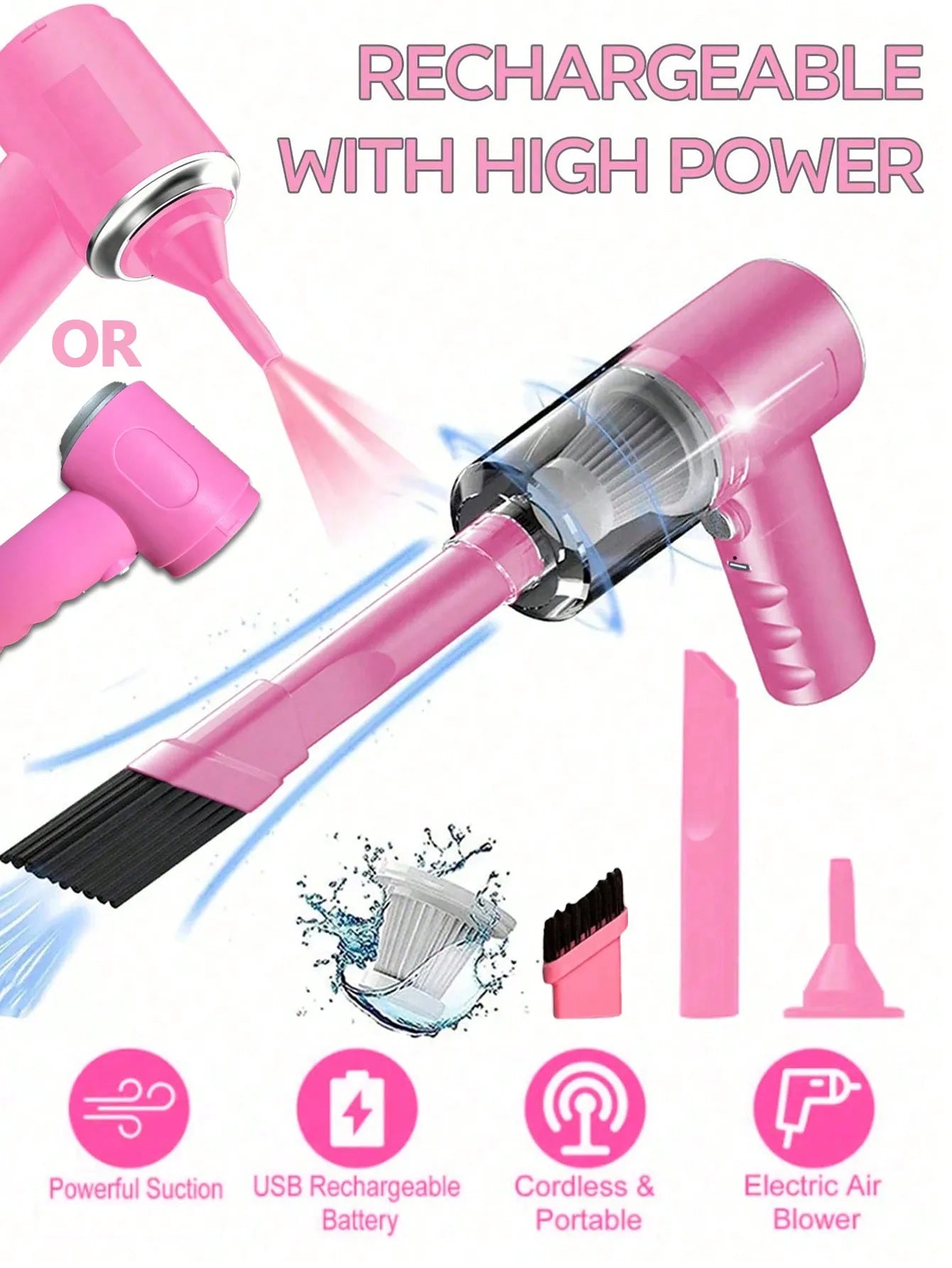 Aspirateur Soufflant 3-en-1 USB - Voiture & Ménage