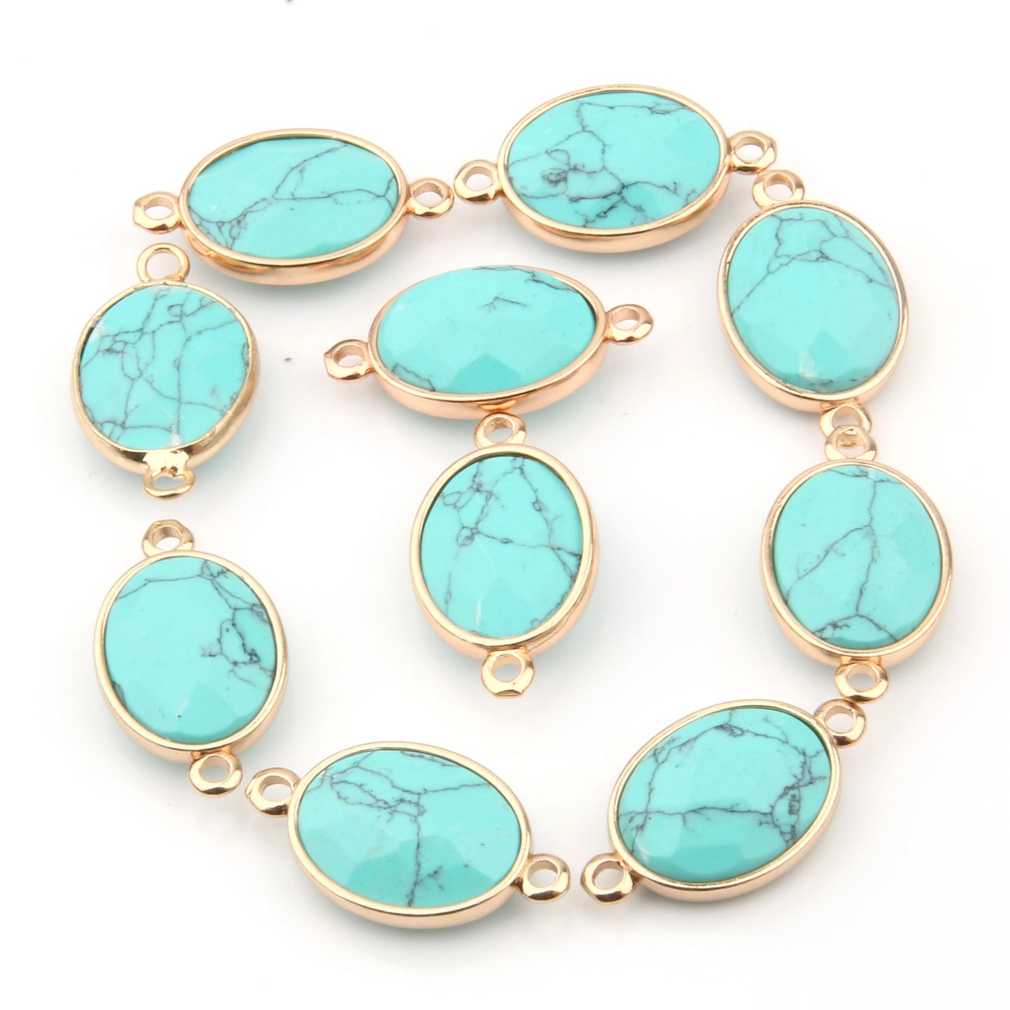 Breloque Ovale Pierre Naturelle 25x14mm - Connecteur DIY Bijoux