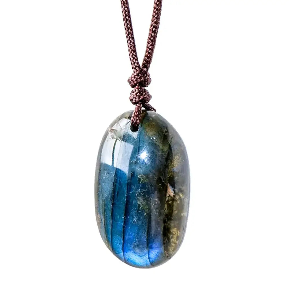Collier Pendentif Labradorite Naturelle 30mm - Bijou Lithothérapie
