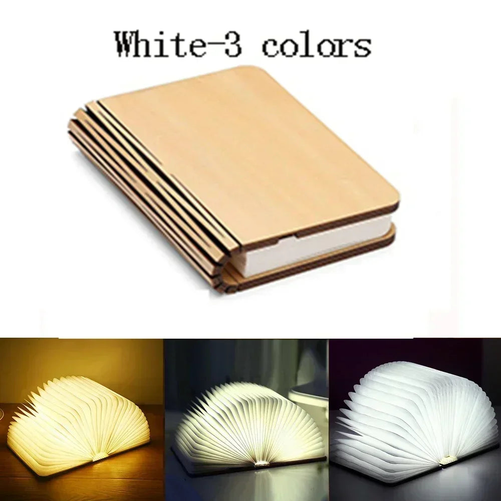 Livre Lumineux 3D Pliant LED RGB - Veilleuse Bois Rechargeable
