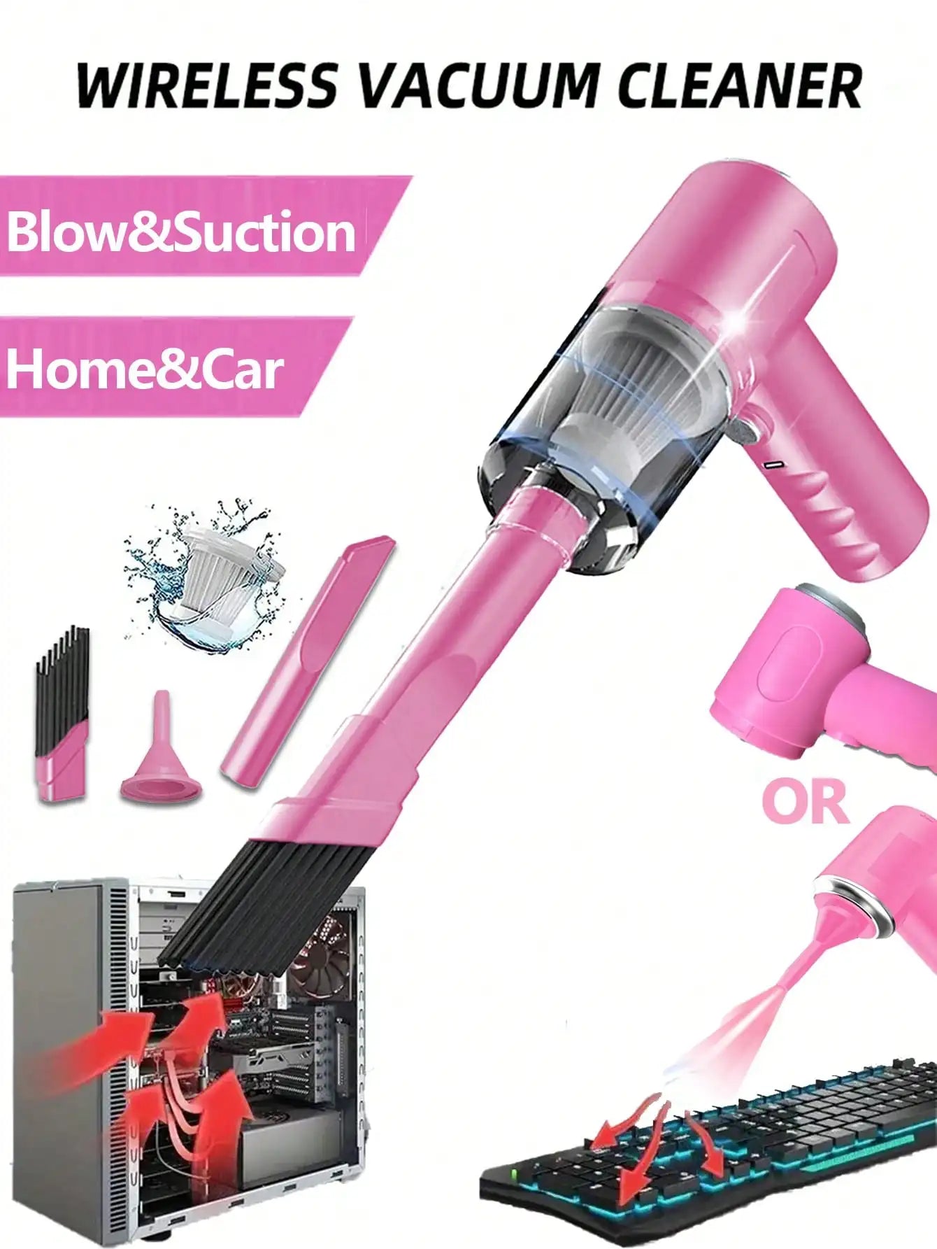 Aspirateur Soufflant 3-en-1 USB - Voiture & Ménage