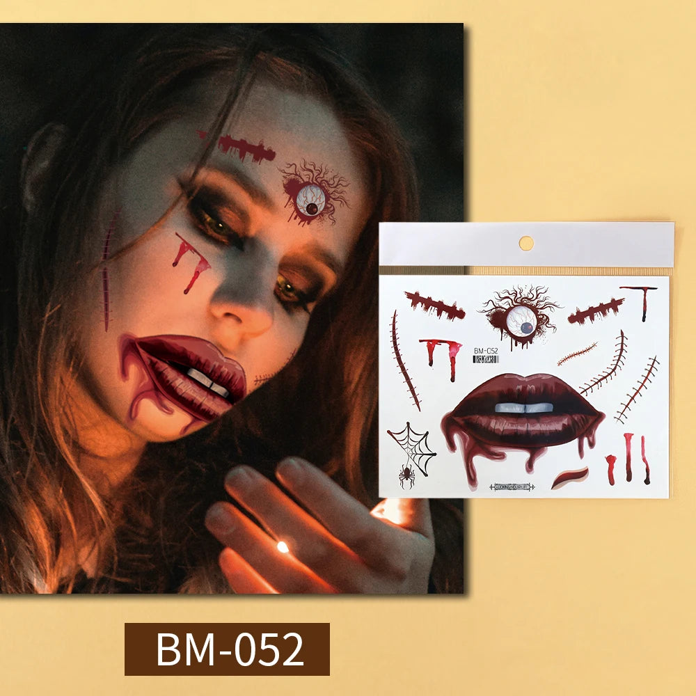 Faux Tatouages Cicatrices Halloween - Autocollants Temporaires Réalistes