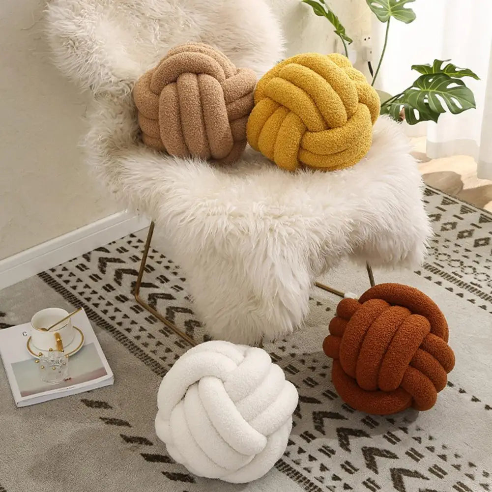 Oreiller Boule Noué Écologique - Coussin Déco Tissé Main