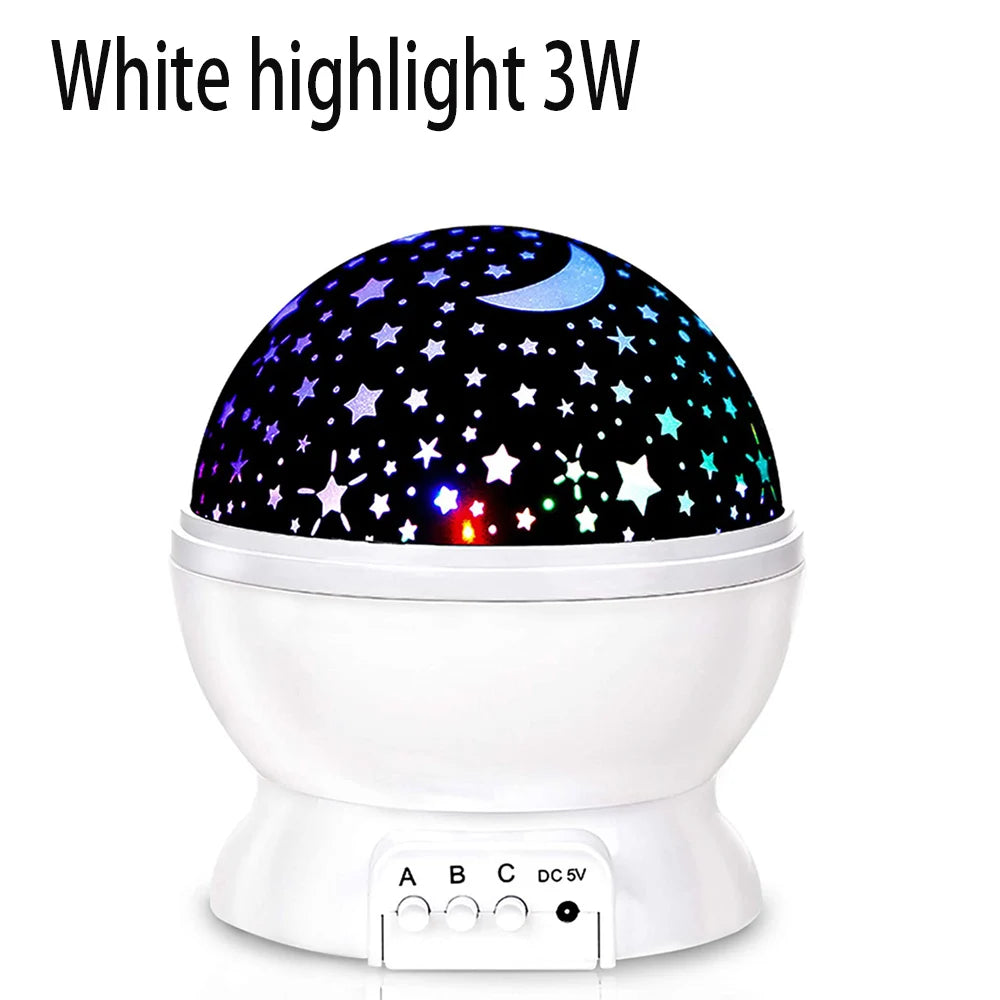 Projecteur Étoiles Enfants - Veilleuse Rotative Lune