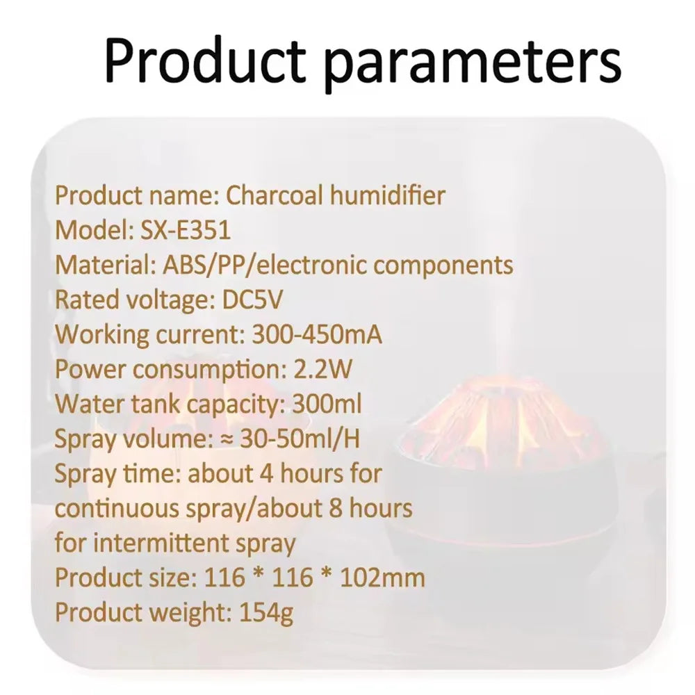 Humidificateur Flamme 300ml - Votre Foyer Magique d'Aromathérapie