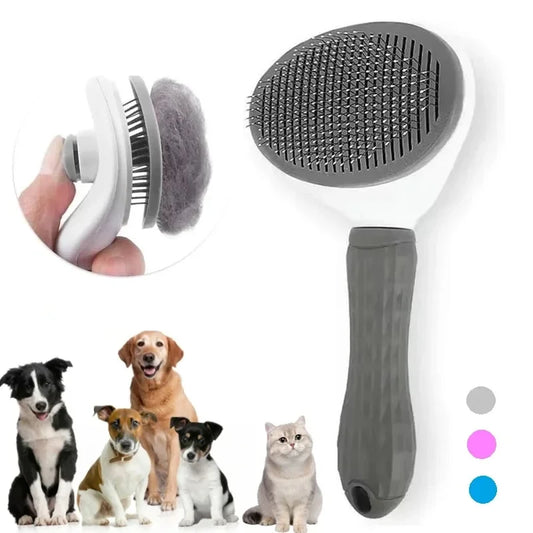 Brosse autonettoyante pour chien et chat – Massage doux, élimination des poils morts