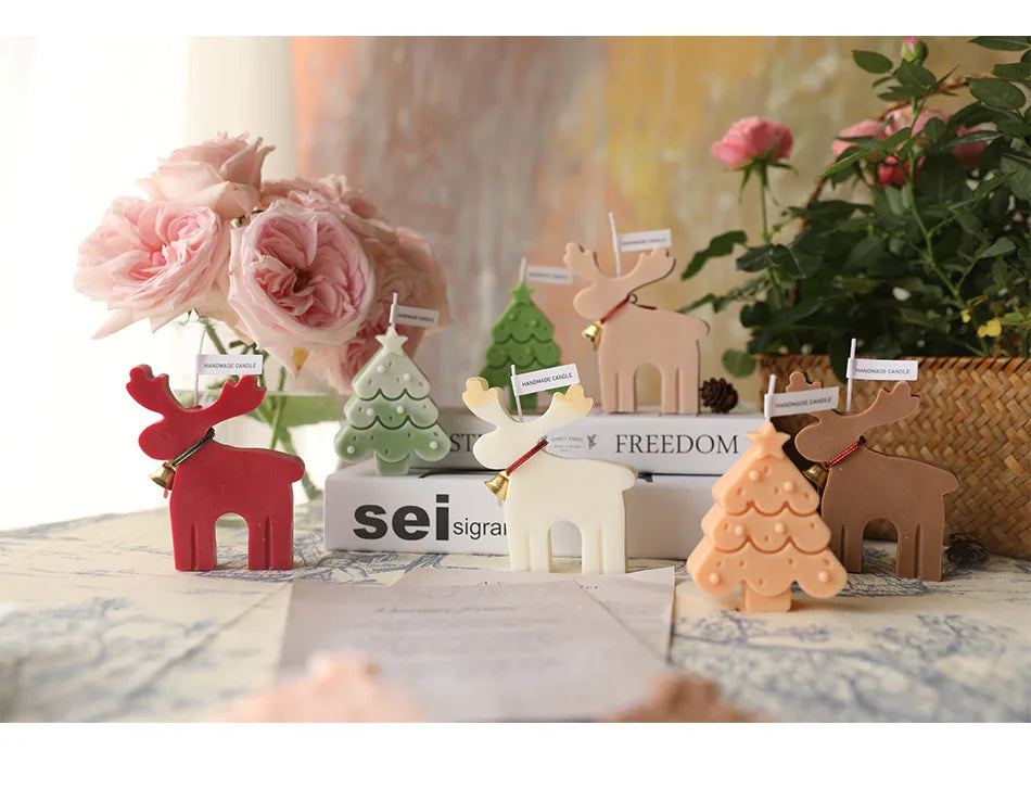 Bougie Cerf Noël Parfumée - Décoration Festive Aromathérapie
