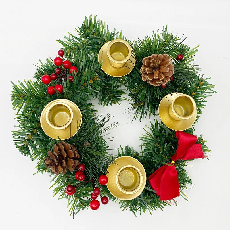 Couronne Bougeoir Noël 2 Styles - Fer Forgé & Plantes Artificielles