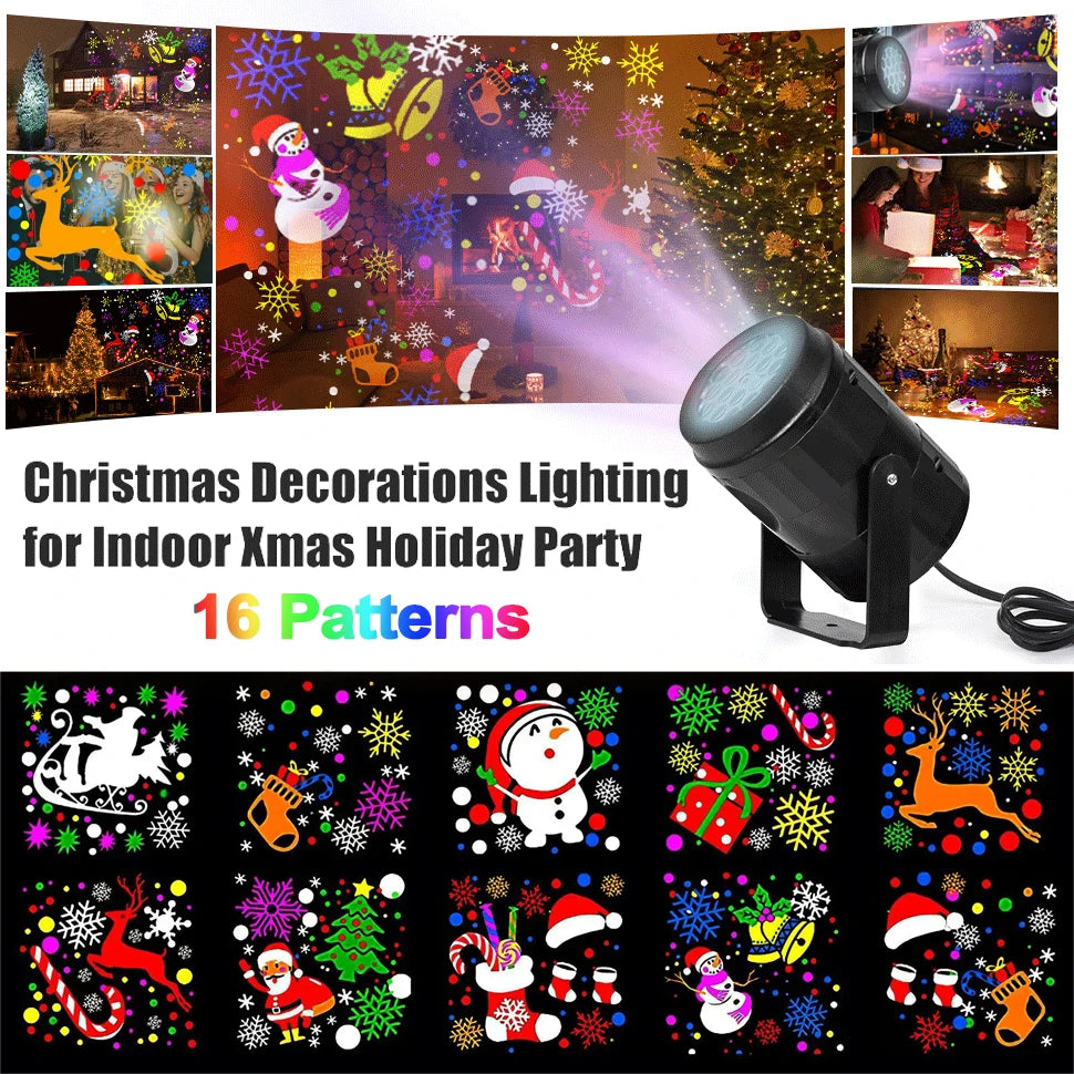 Projecteur LED Noël 16 Motifs - Lampe Projection Fête