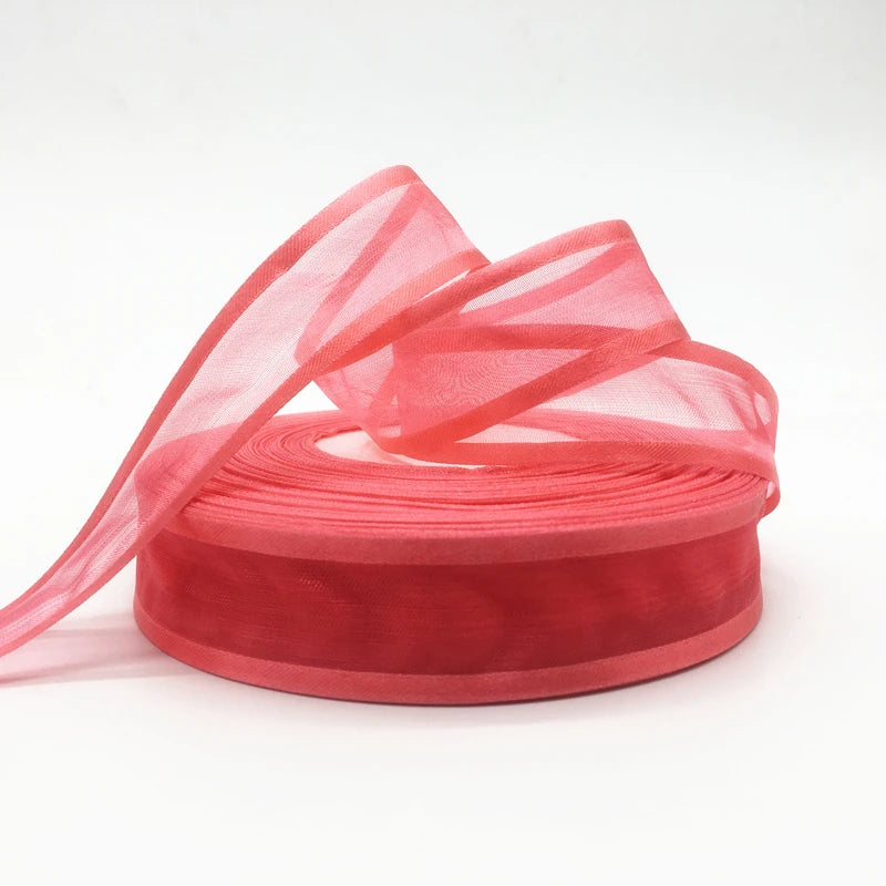 Ruban Organza Rouge Sécurisé - 5 Yards Décoration Noël Mariage