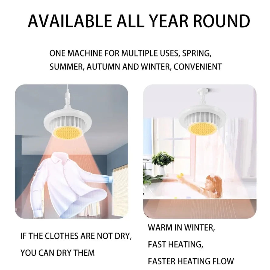 Lampe Chauffante Ventilateur 3-en-1 - Télécommande Incluse