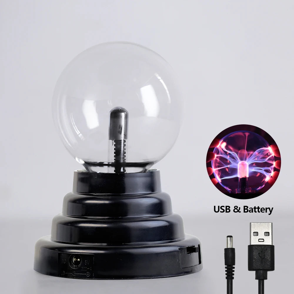 Boule de Plasma Cristal Magique LED - Veilleuse Enfant 3-8 Pouces