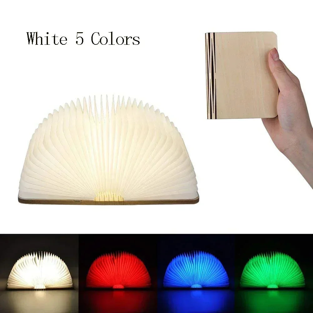 Livre Lumineux 3D Pliant LED RGB - Veilleuse Bois Rechargeable