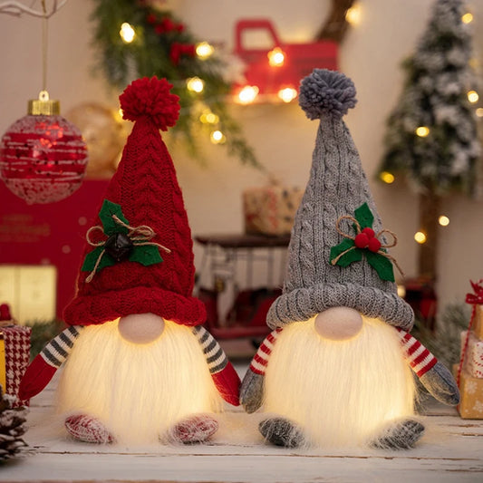 Gnome Elfe Lumineux LED – Peluche Sécurisée – Veilleuse de Noël