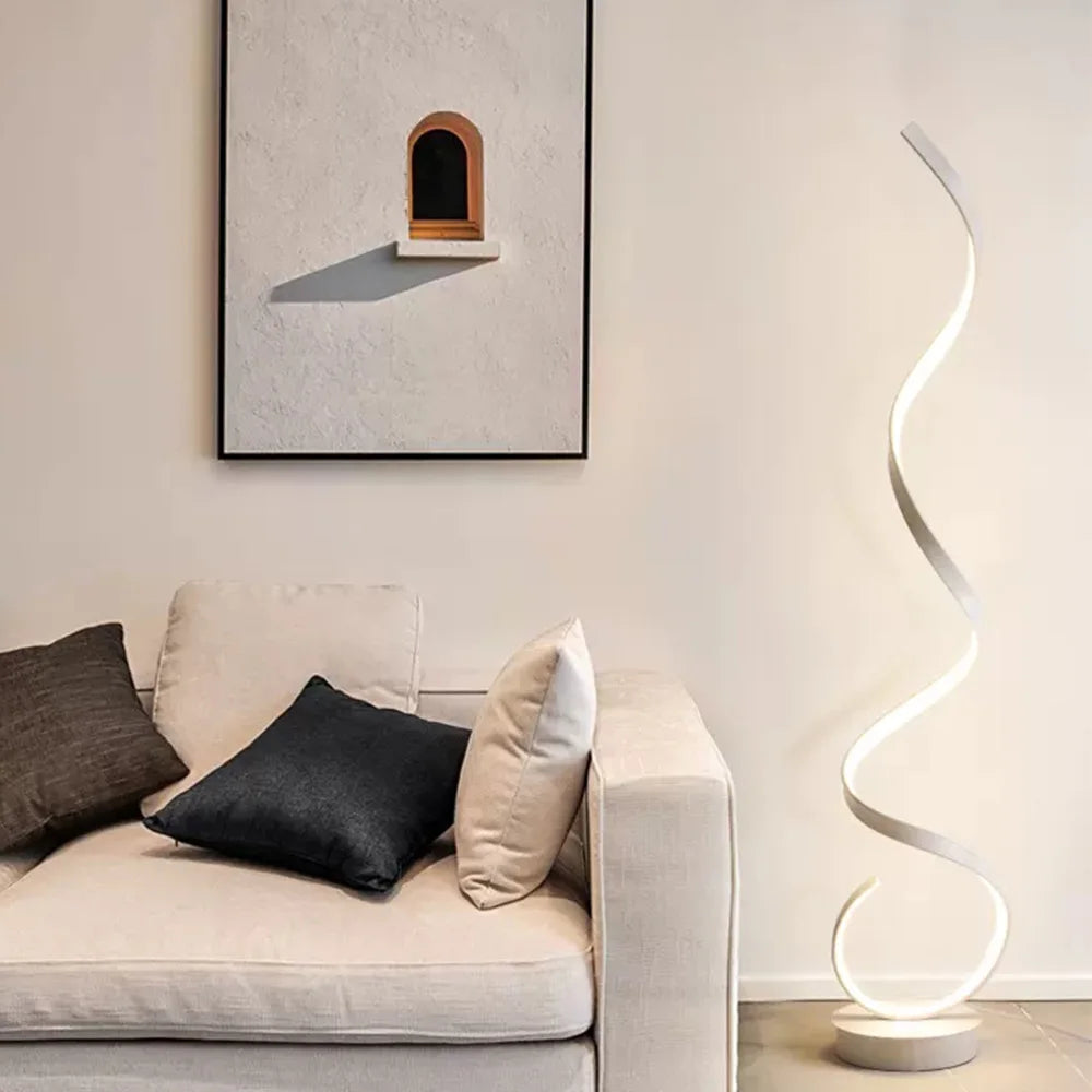 Lampadaire LED Spirale Aluminium - Éclairage Moderne Salon