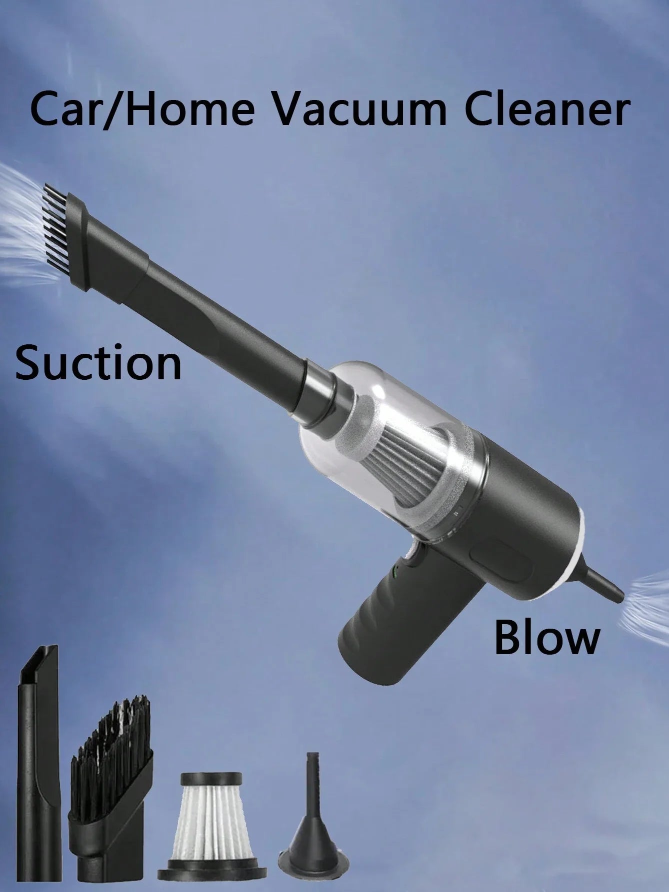 Aspirateur Soufflant 3-en-1 USB - Voiture & Ménage