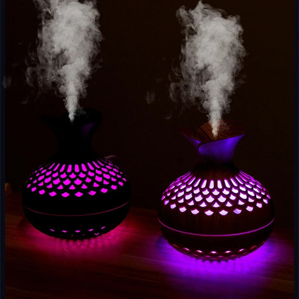 Humidificateur Ultrasonique Effet Bois - Votre Sanctuaire Naturel d'Aromathérapie