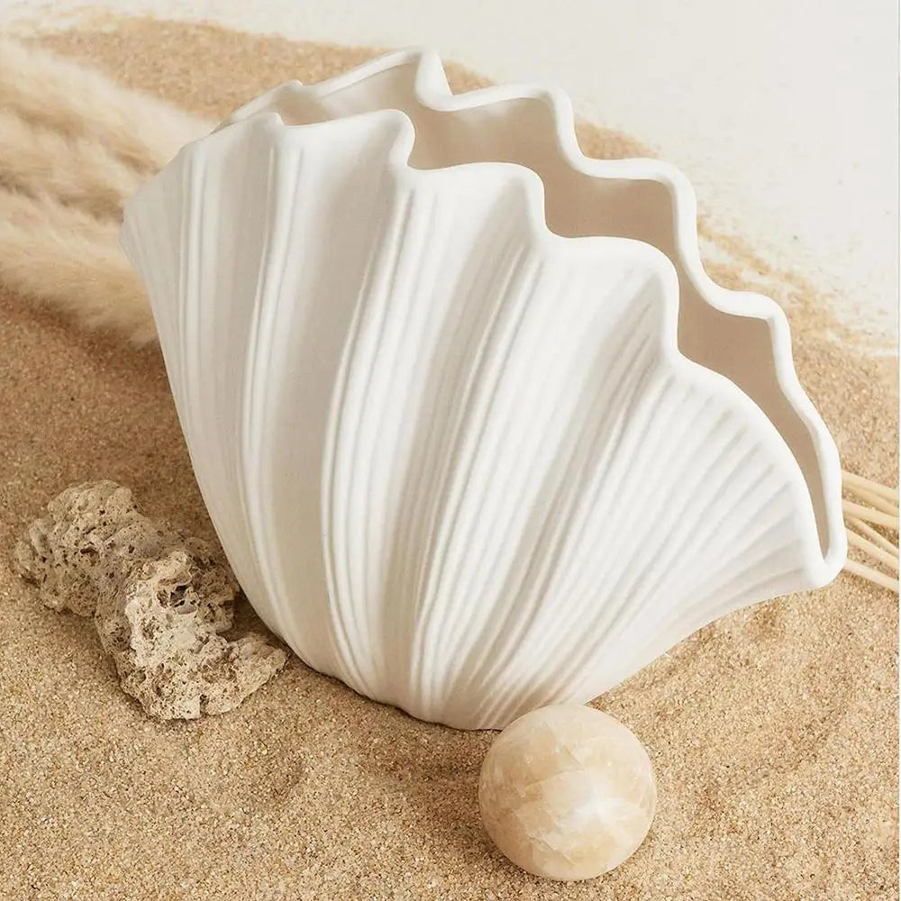 Vase Coquille Résine - Design Organique Moderne