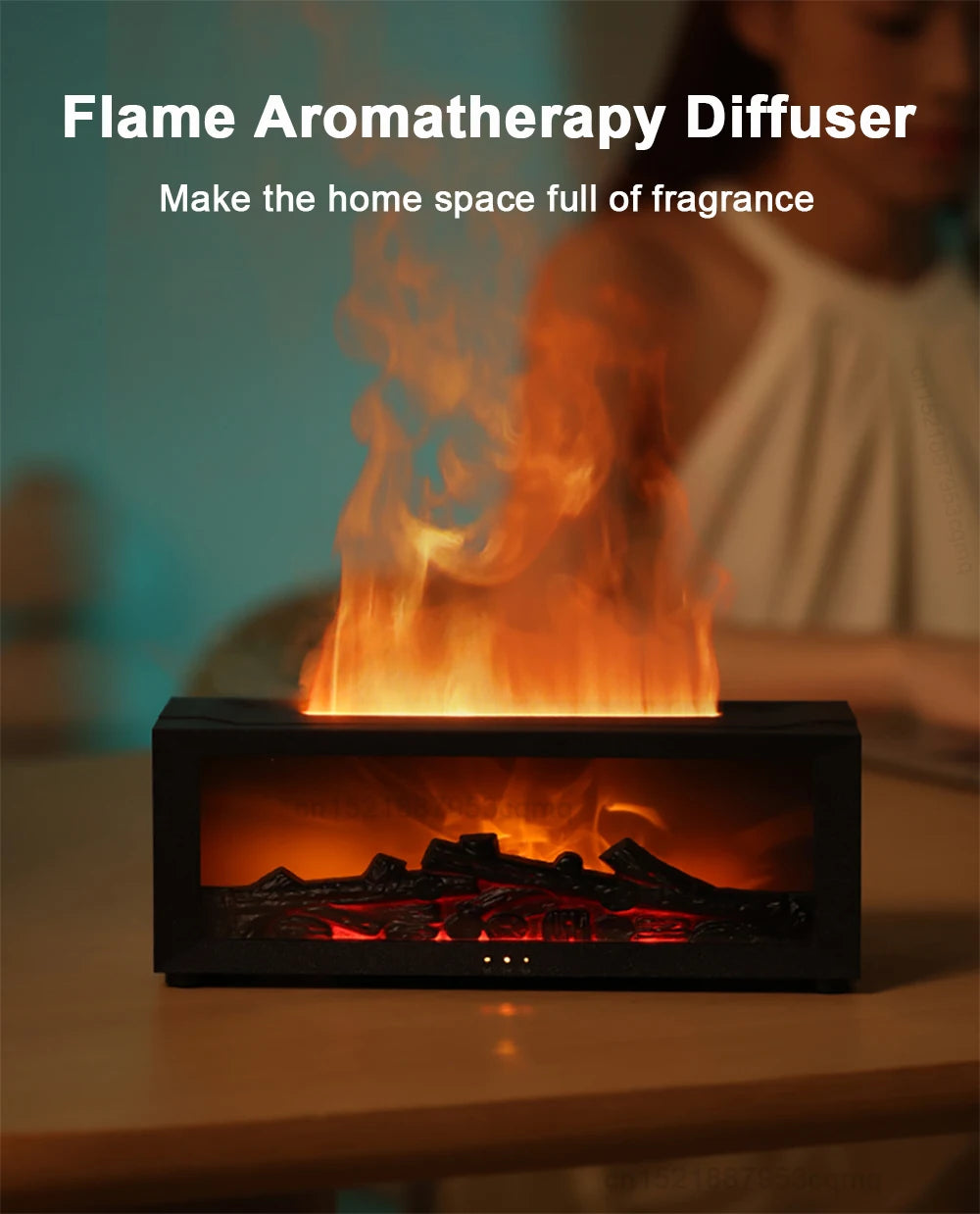 Humidificateur Flamme LED - Télécommande Arôme