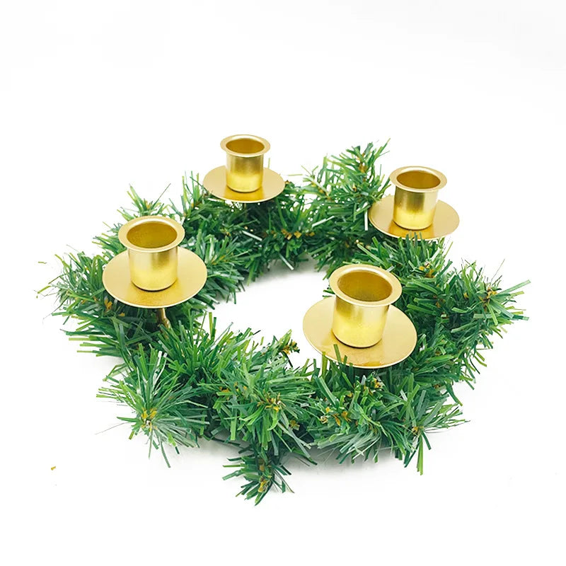 Couronne Bougeoir Noël 2 Styles - Fer Forgé & Plantes Artificielles