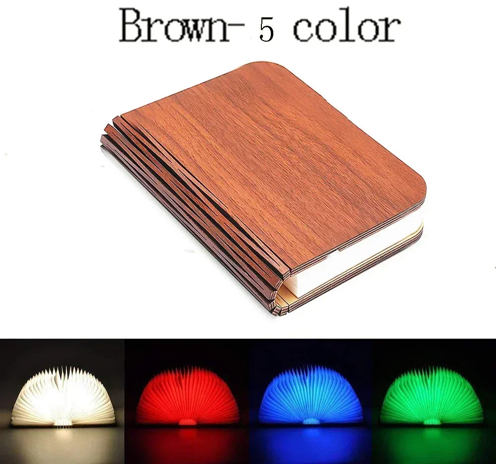Livre Lumineux 3D Pliant LED RGB - Veilleuse Bois Rechargeable