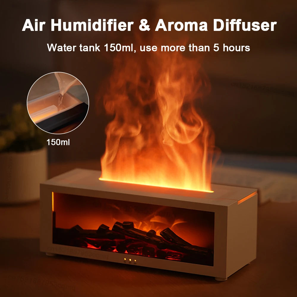 Humidificateur Flamme LED - Télécommande Arôme