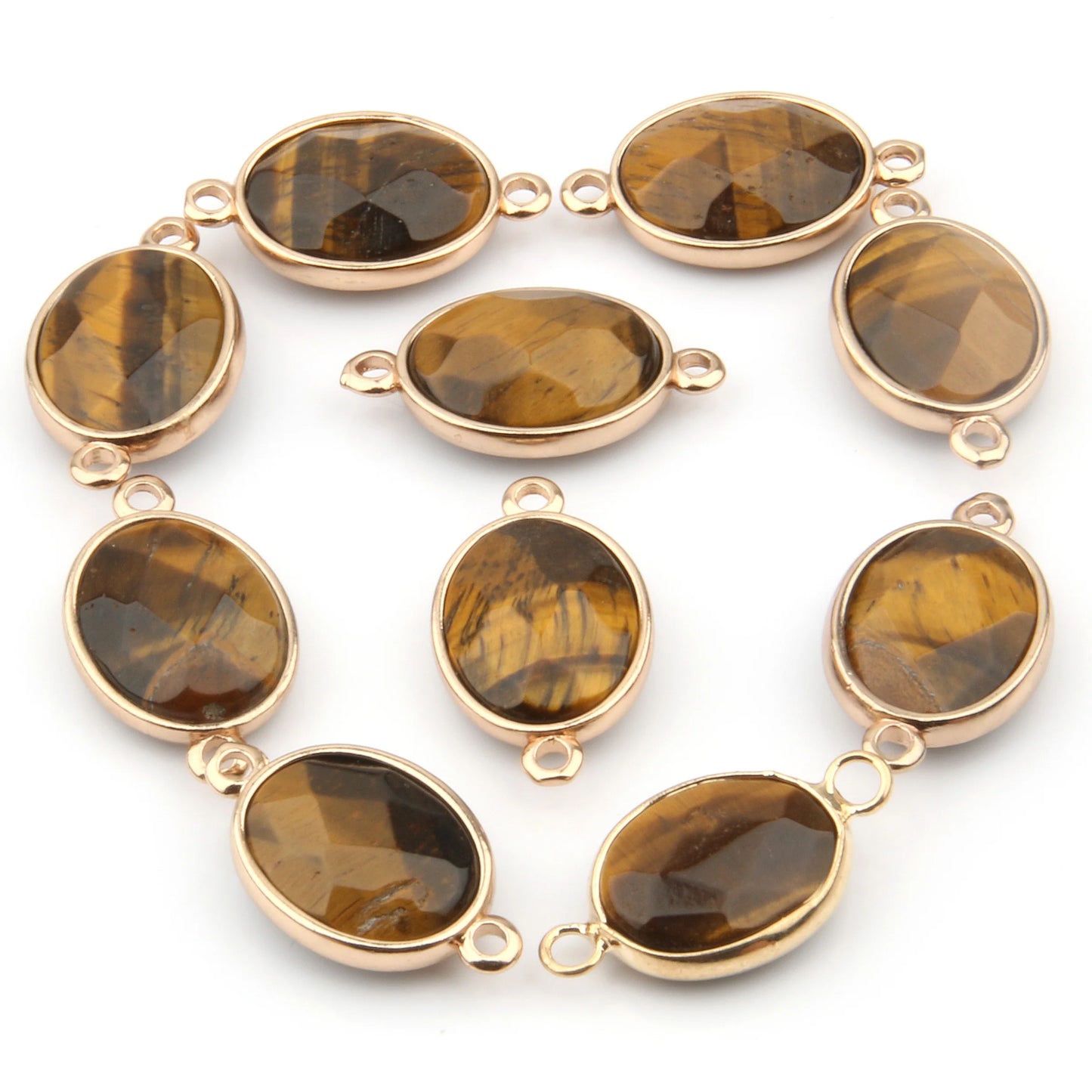 Breloque Ovale Pierre Naturelle 25x14mm - Connecteur DIY Bijoux