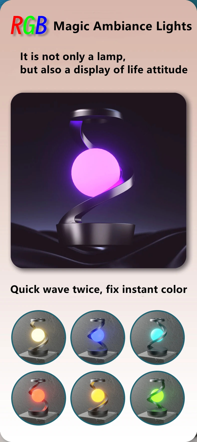 Lampe Flottante LED + Chargeur Sans Fil 15W - RGB Rotative