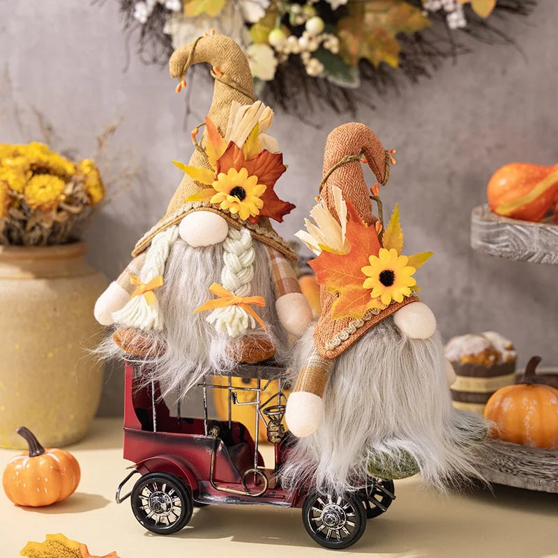 Gnome Automne Tissu - Porte-Bonheur Décoratif Festif