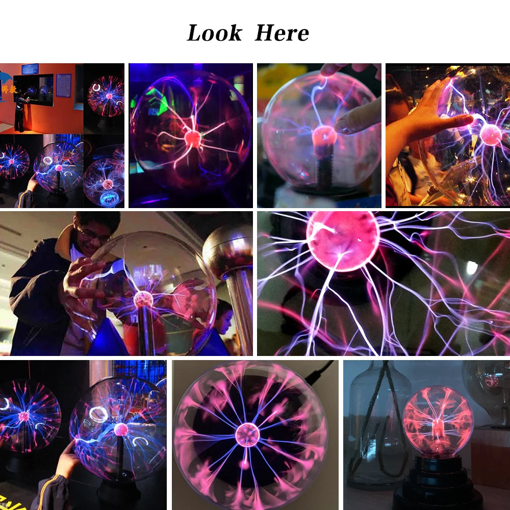 Boule de Plasma Cristal Magique LED - Veilleuse Enfant 3-8 Pouces