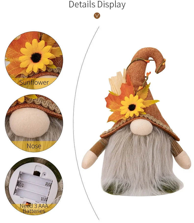 Gnome Automne Tissu - Porte-Bonheur Décoratif Festif