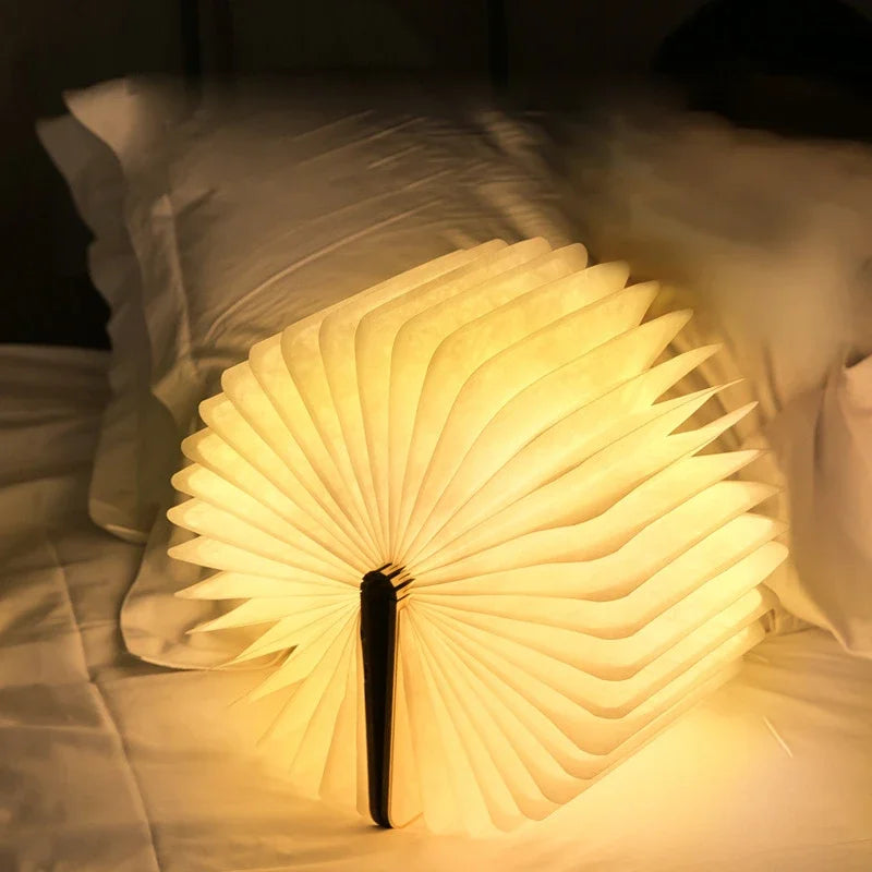 Livre Lumineux 3D Pliant LED RGB - Veilleuse Bois Rechargeable
