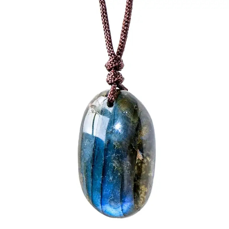 Collier Pendentif Labradorite Naturelle 30mm - Bijou Lithothérapie
