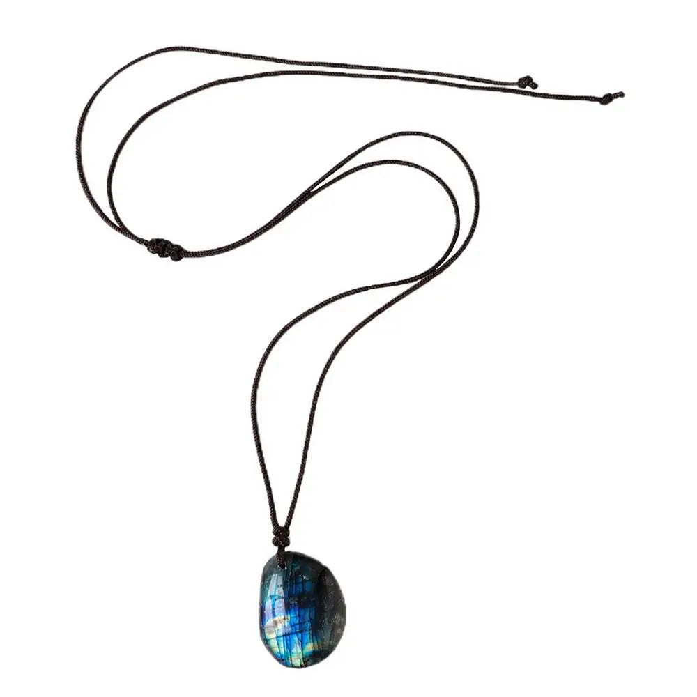 Collier Pendentif Labradorite Naturelle 30mm - Bijou Lithothérapie