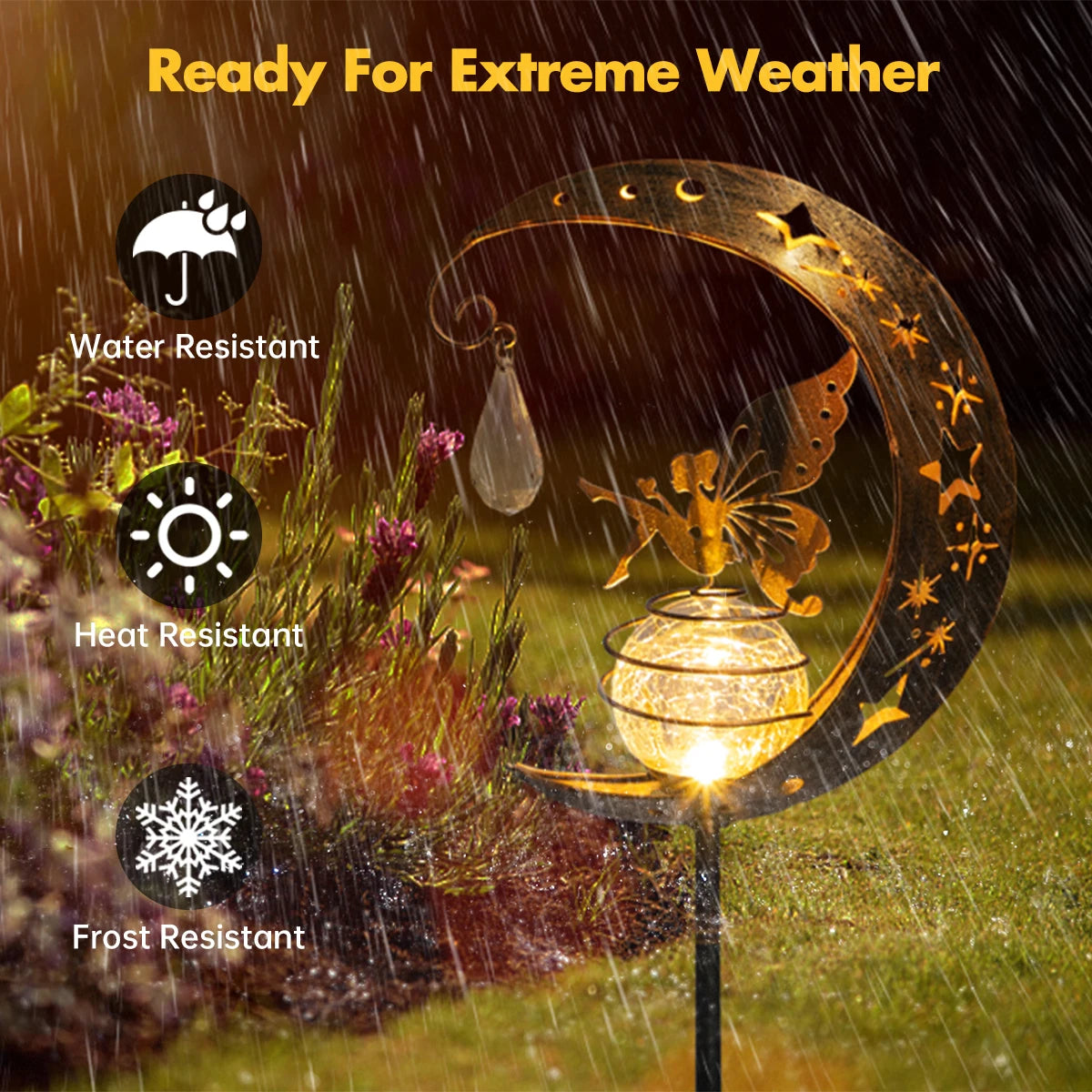 Lampe Solaire Lune Fée - Éclairage Jardin Globe Verre
