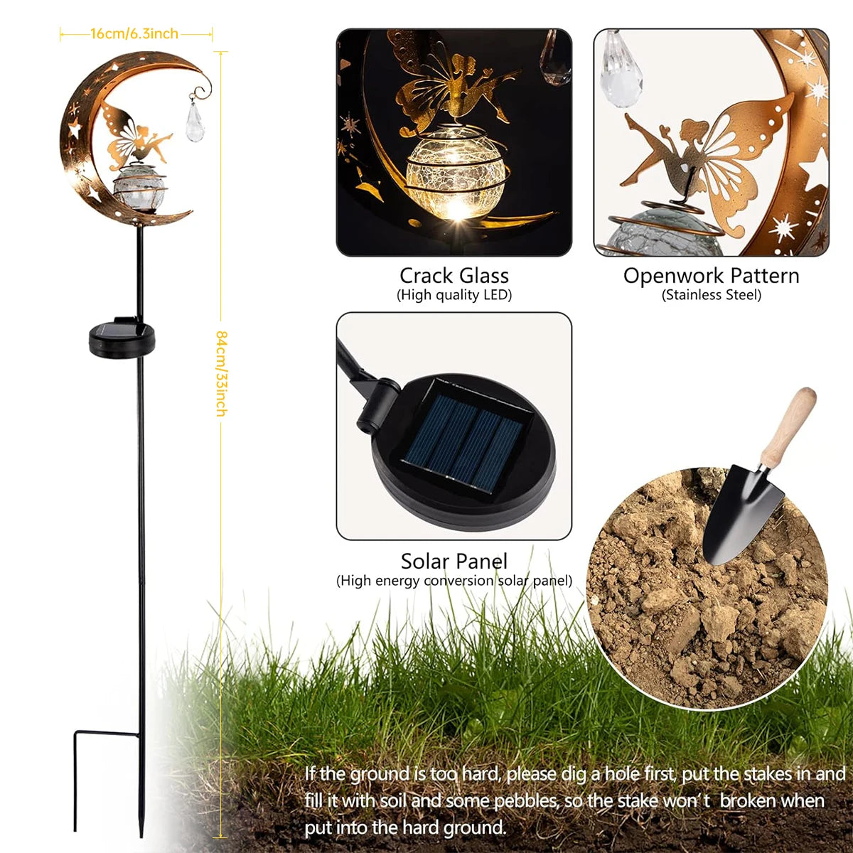 Lampe Solaire Lune Fée - Éclairage Jardin Globe Verre